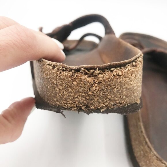 BIRKENSTOCK Granada Brown Leather Strap Flip Flop Sandals Womens 7.5 Boho Summer - Picture 8 of 13